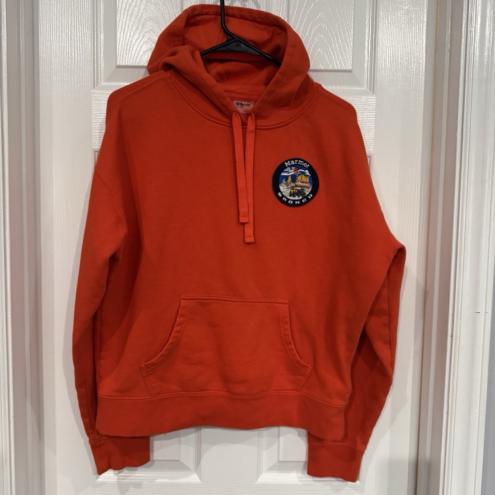 Marmot Bronco Hoodie Size Large Orange‎ Hooded Sweatshirt Women's